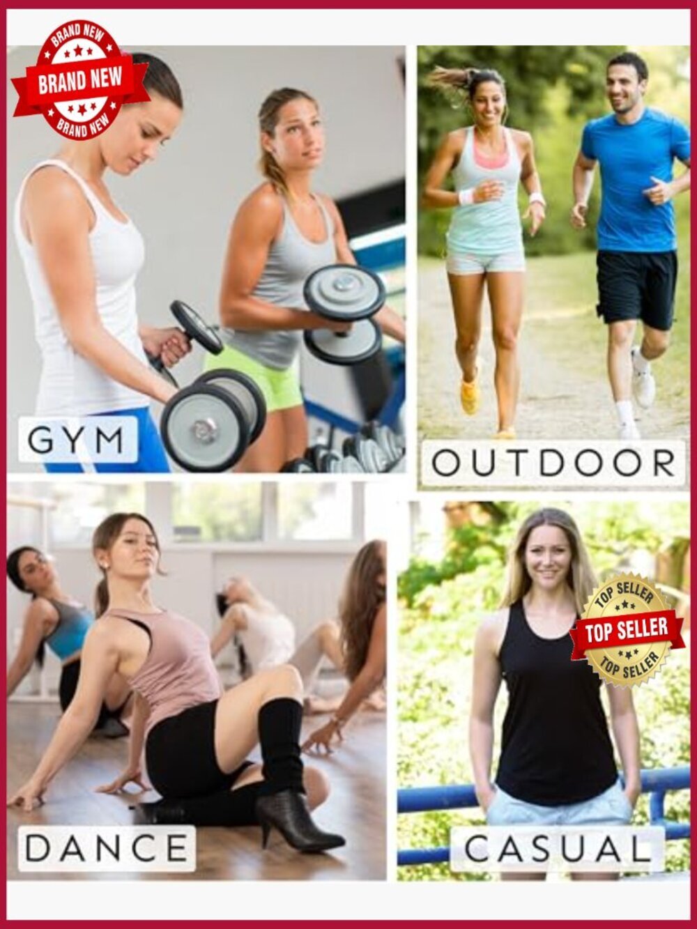 Racerback Tank Tops for Women - Flowy Burnout Slub Athletic Tanks - Picture 6 of 7